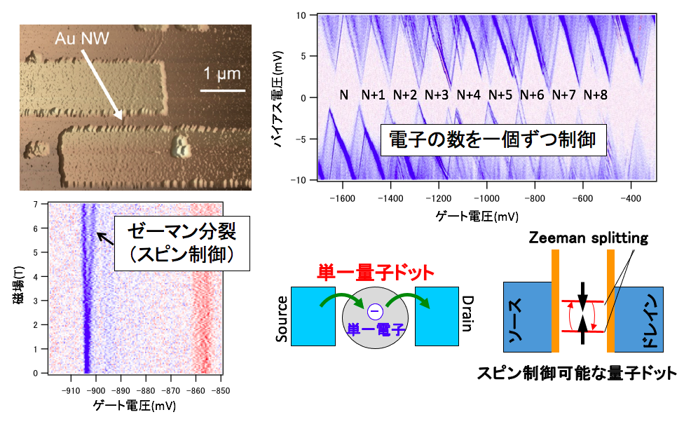 Auナノワイヤーを用いた量子ドットデバイス